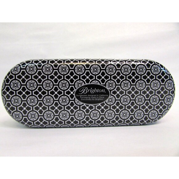 Brighton Tin Metal Sunglasses Case Only Black and White Floral Design - Picture 3 of 7